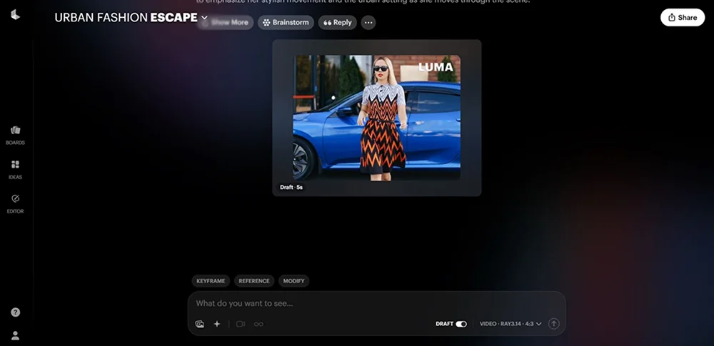 интерфейс Luma AI