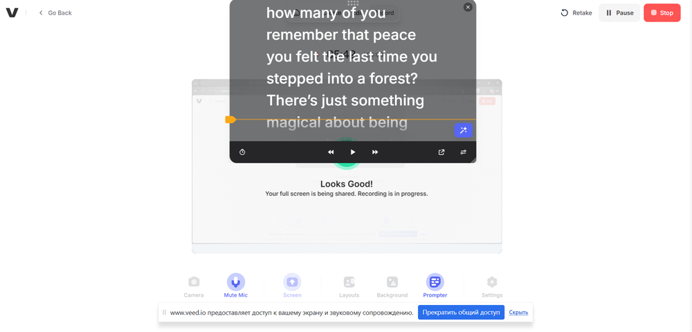 Интерфейс Veed.io
