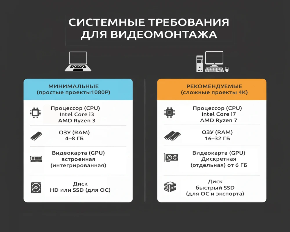 системные требования для монтажа