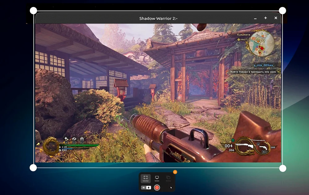 выбор области для записи