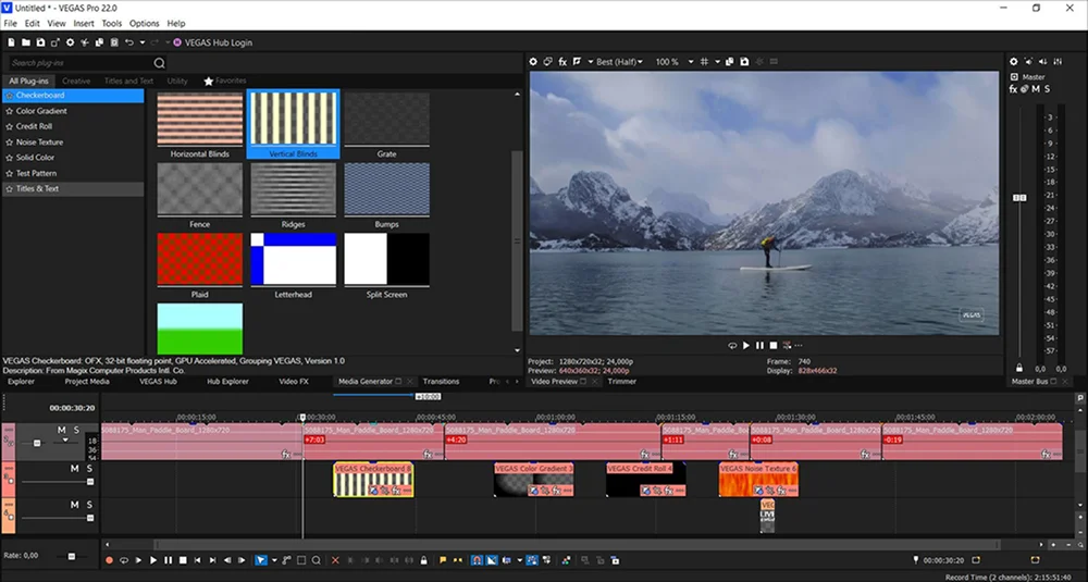 Интерфейс Vegas Pro