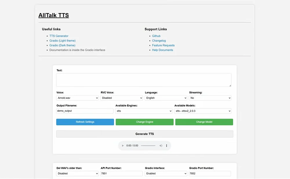 скриншот программы AllTalk TTS