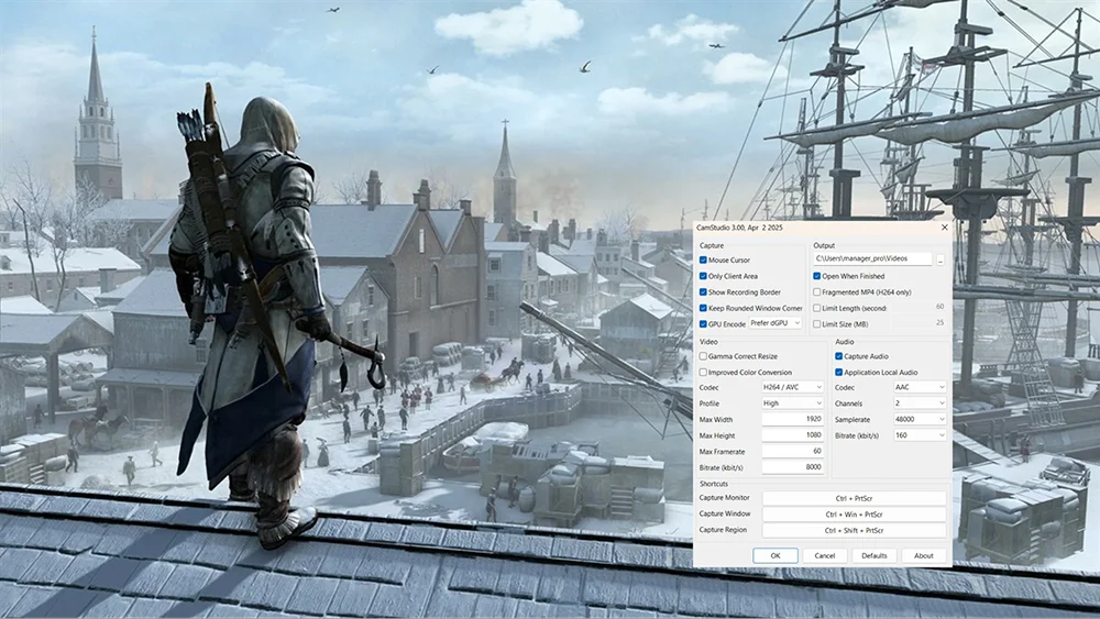 Интерфейс CamStudio